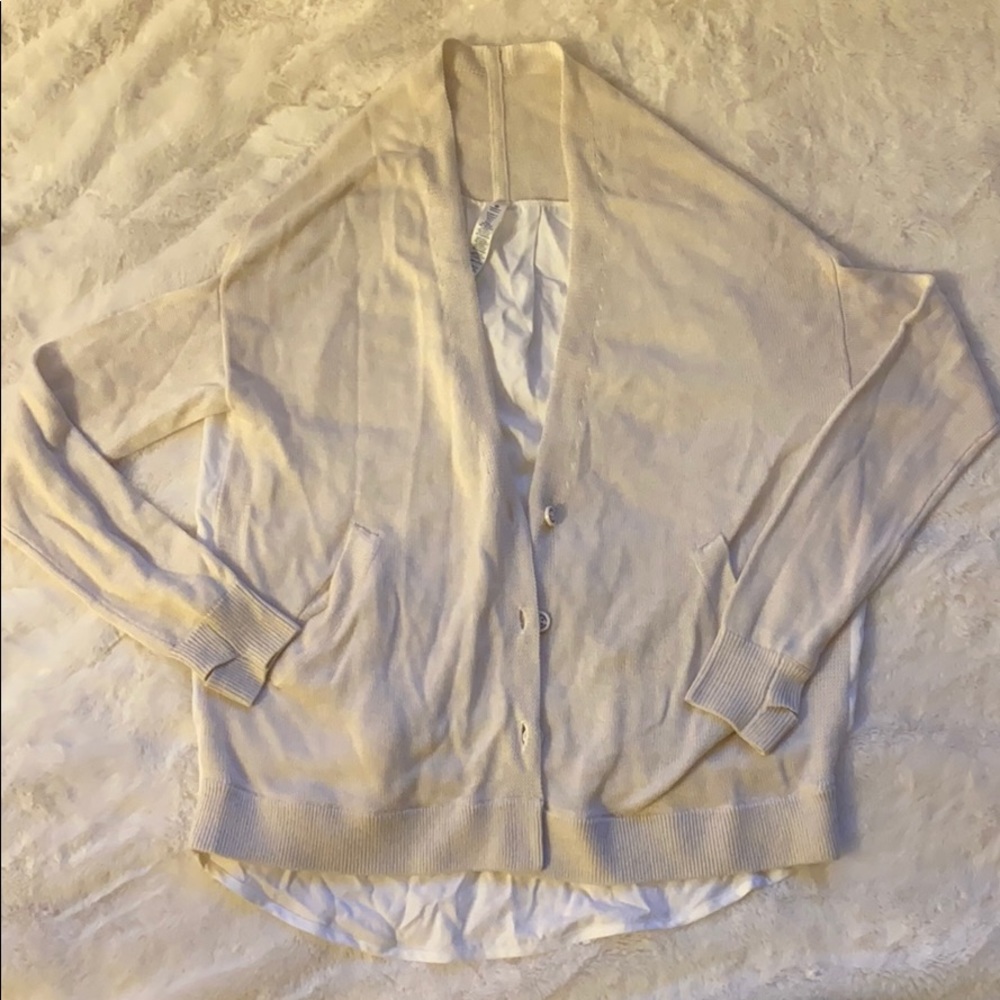 Lululemon cream and white cardigan